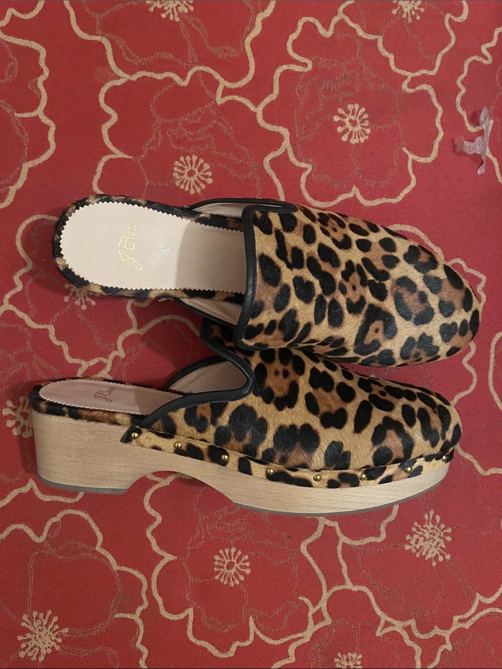 J. Crew Leopard Print Clog Mules in Tan and Black